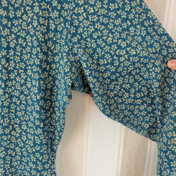 Vintage L.L. Bean Floral Midi Dress Long‎ Sleeves Blue Green Size Extra Large XL - Picture 4 of 13
